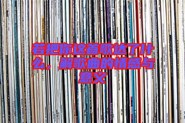 若把你這首歌達了什么,解歌曲的情感與意義