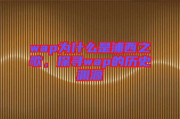 wap為什么是浦西之歌，探尋wap的歷史淵源