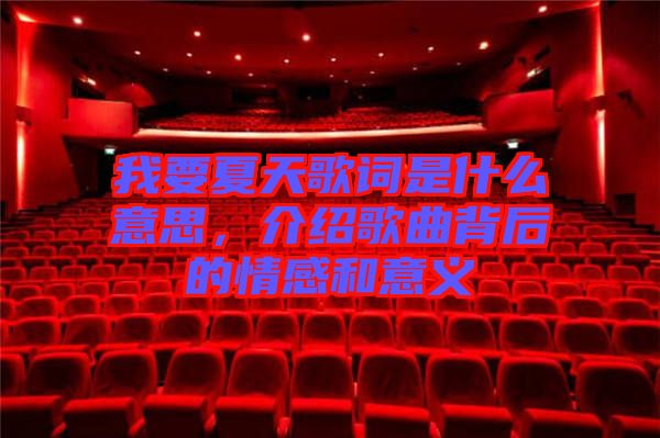 我要夏天歌詞是什么意思，介紹歌曲背后的情感和意義