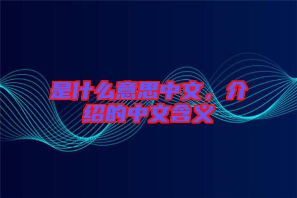 是什么意思中文,介紹的中文含義
