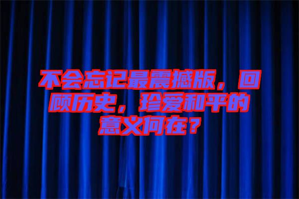 不會忘記最震撼版,回顧歷史,珍愛和平的意義何在?