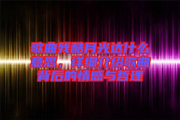 歌曲殘酷月光達什么意思,詳細介紹歌曲背后的情感與哲理