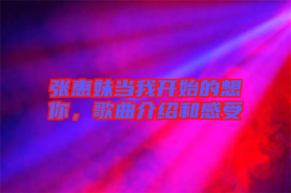 張惠妹當我開始的想你,歌曲介紹和感受