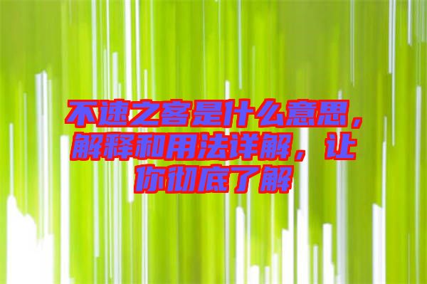 不速之客是什么意思，解釋和用法詳解，讓你徹底了解