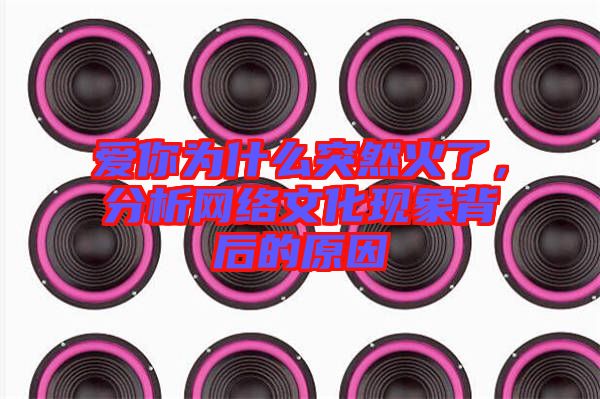 愛你為什么突然火了,分析網(wǎng)絡文化現(xiàn)象背后的原因