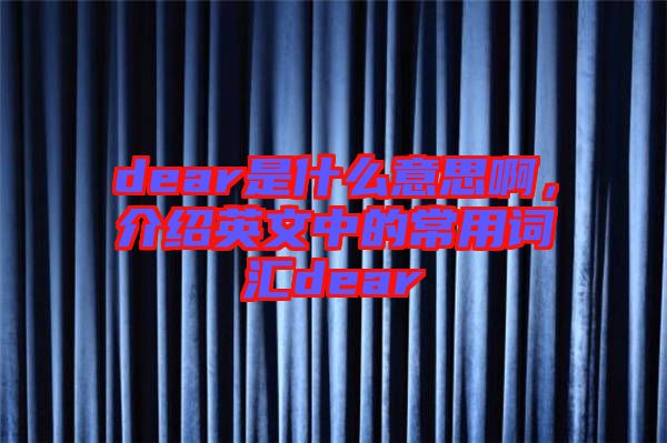 dear是什么意思啊，介紹英文中的常用詞匯dear