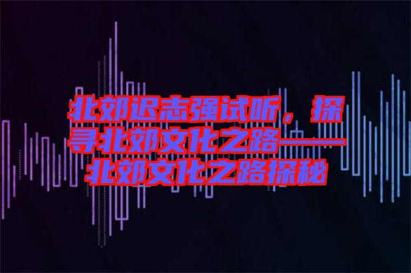 北郊遲志強試聽,探尋北郊文化之路——北郊文化之路探秘