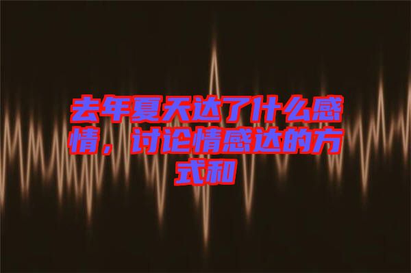 去年夏天達了什么感情,討論情感達的方式和