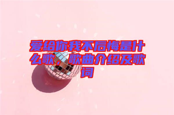 愛給你我不后悔是什么歌，歌曲介紹及歌詞