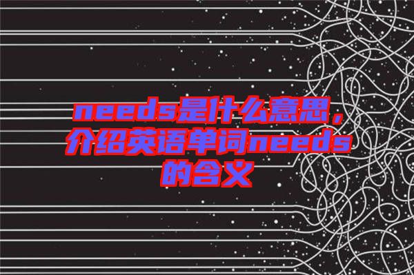 needs是什么意思,介紹英語單詞needs的含義