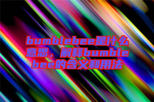 bumblebee是什么意思,解釋bumblebee的含義和用法
