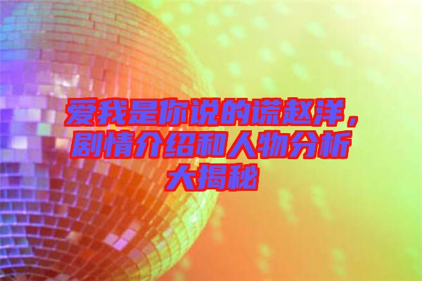 愛(ài)我是你說(shuō)的謊趙洋,劇情介紹和人物分析大揭秘