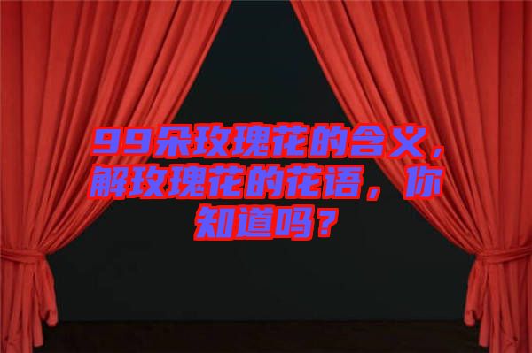 99朵玫瑰花的含義，解玫瑰花的花語，你知道嗎？
