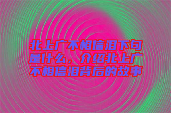 北上廣不相信淚下句是什么，介紹北上廣不相信淚背后的故事