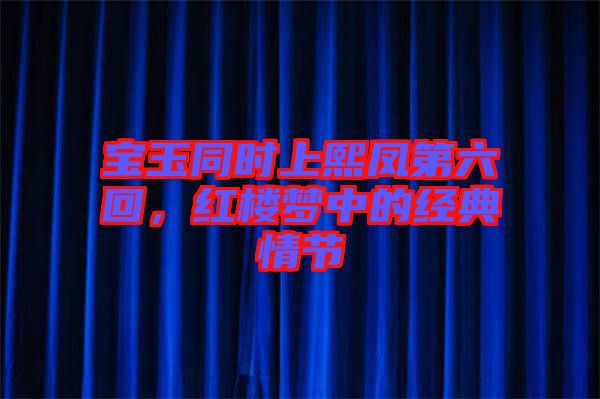寶玉同時上熙鳳第六回,紅樓夢中的經(jīng)典情節(jié)