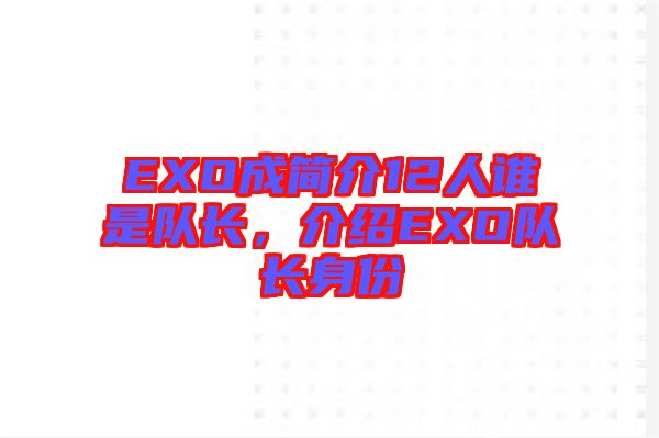 EXO成簡介12人誰是隊長，介紹EXO隊長身份