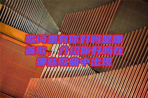歌詞里有你好嗎是哪首歌,介紹你好嗎在哪些歌曲中出現