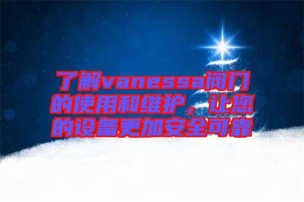 了解vanessa閥門的使用和維護,讓您的設備更加安全可靠
