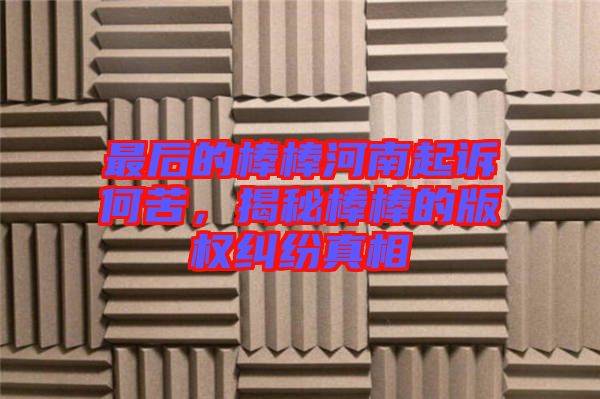 最后的棒棒河南起訴何苦,揭秘棒棒的版權(quán)糾紛真相