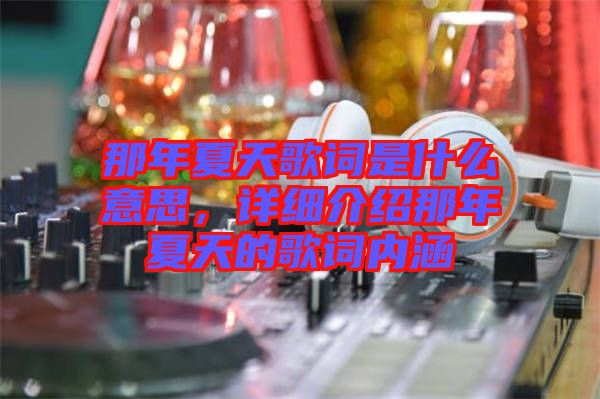 那年夏天歌詞是什么意思,詳細介紹那年夏天的歌詞內涵