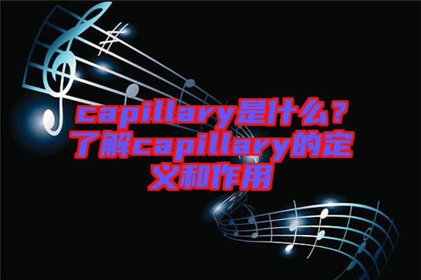 capillary是什么?了解capillary的定義和作用