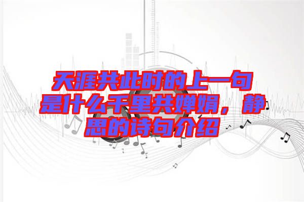 天涯共此時的上一句是什么千里共嬋娟，靜思的詩句介紹