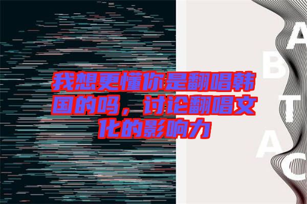 我想更懂你是翻唱韓國(guó)的嗎，討論翻唱文化的影響力