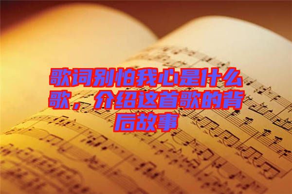 歌詞別怕我心是什么歌,介紹這首歌的背后故事