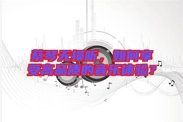 蔡琴無損聽，如何享受高品質的音樂體驗？