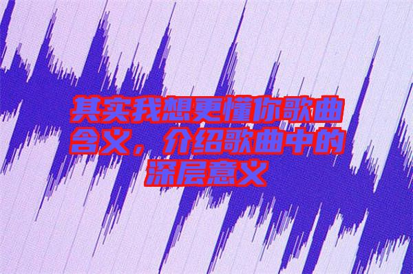 其實我想更懂你歌曲含義,介紹歌曲中的深層意義