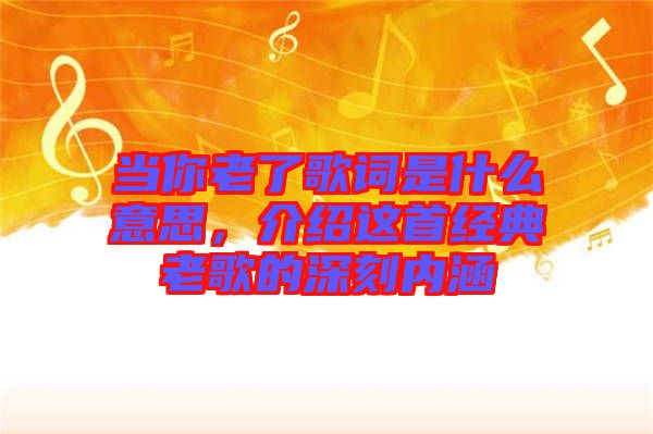當你老了歌詞是什么意思,介紹這首經典老歌的深刻內涵