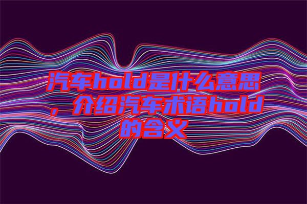 汽車hold是什么意思，介紹汽車術語hold的含義