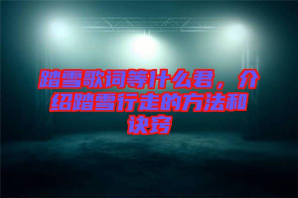 踏雪歌詞等什么君,介紹踏雪行走的方法和訣竅