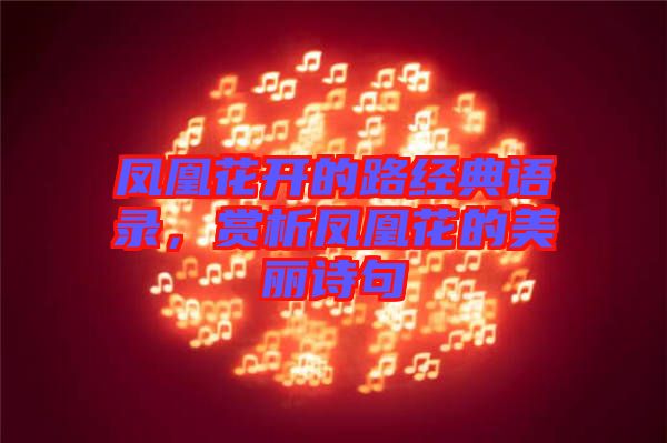 鳳凰花開的路經(jīng)典語錄,賞析鳳凰花的美麗詩句