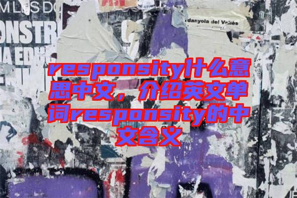 responsity什么意思中文,介紹英文單詞responsity的中文含義