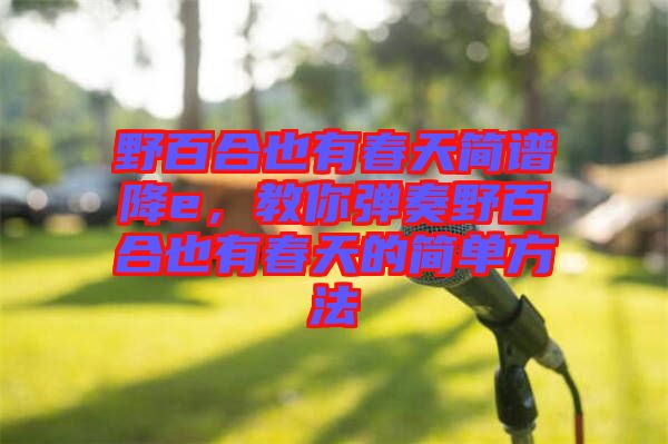 野百合也有春天簡譜降e,教你彈奏野百合也有春天的簡單方法