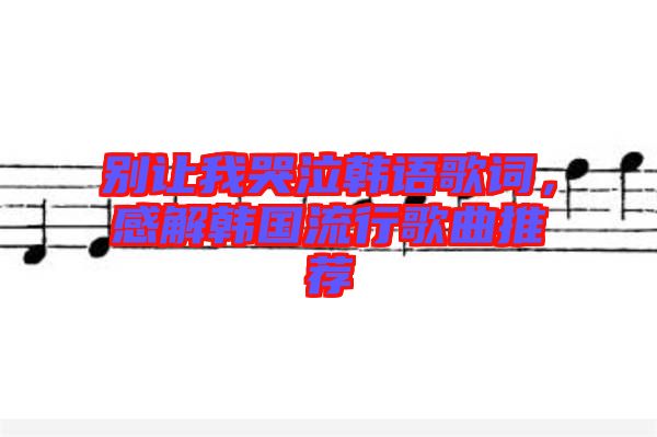 別讓我哭泣韓語歌詞,感解韓國流行歌曲推薦