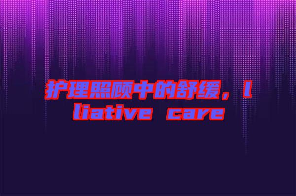 護理照顧中的舒緩,lliative care