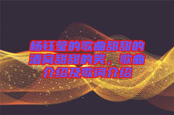 楊鈺瑩的歌曲甜甜的酒窩甜甜的笑,歌曲介紹及歌詞介紹