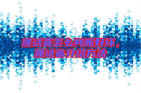 渡試音怎么判斷好壞,渡試音介紹方法