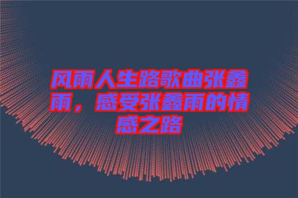 風雨人生路歌曲張鑫雨,感受張鑫雨的情感之路