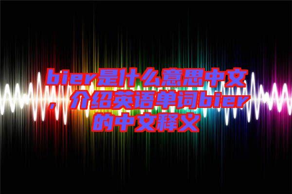 bier是什么意思中文,介紹英語(yǔ)單詞bier的中文釋義