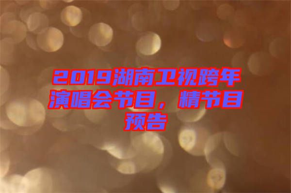 2019湖南衛(wèi)視跨年演唱會(huì)節(jié)目,精節(jié)目預(yù)告