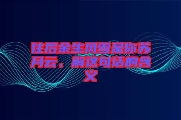 往后余生風(fēng)雪是你蘇月云,解這句話的含義
