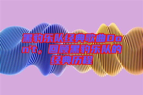 黑豹樂隊經典歌曲Don't，回顧黑豹樂隊的經典歷程