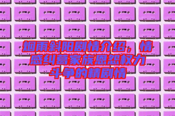 煙雨斜陽劇情介紹,情感糾葛家族恩怨權力斗爭的精劇情
