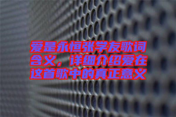 愛是永恒張學友歌詞含義，詳細介紹愛在這首歌中的真正意義