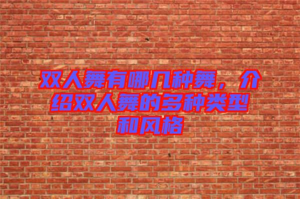雙人舞有哪幾種舞,介紹雙人舞的多種類型和風格
