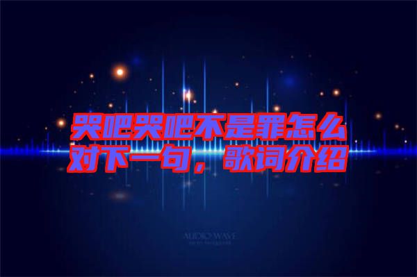 哭吧哭吧不是罪怎么對下一句,歌詞介紹