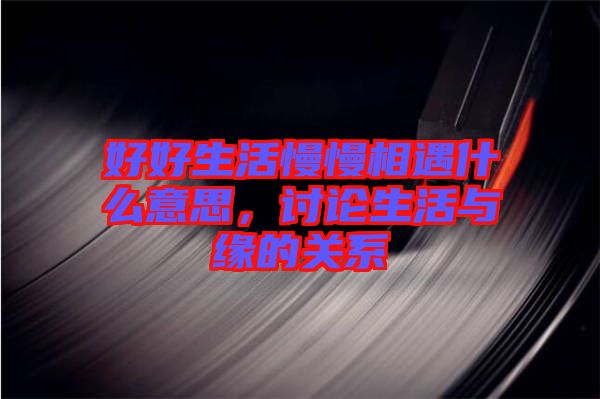 好好生活慢慢相遇什么意思，討論生活與緣的關系
